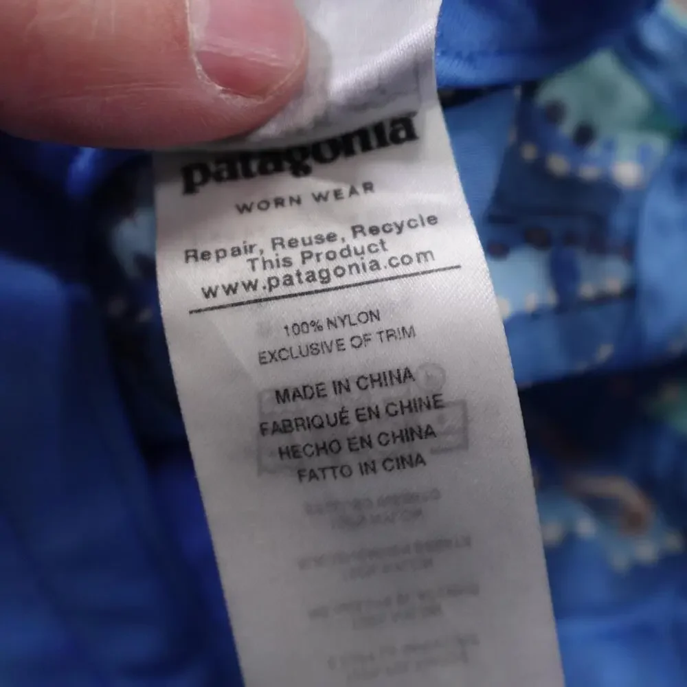Patagonia Hat Cap Strap Back Boys 0-6 Months Blue Fish Print Nylon Summer Infant